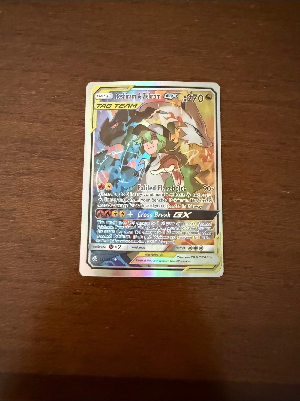 Reshiram & Zekrom Tag Team GX Holographic Trading Card - Multicolor
